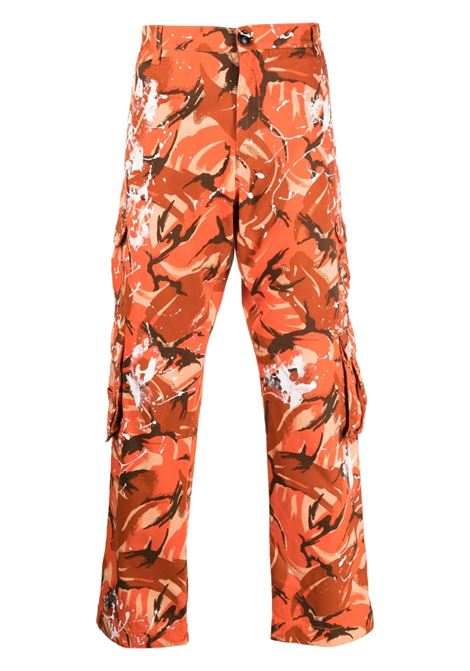 Orange cargo trousers - men